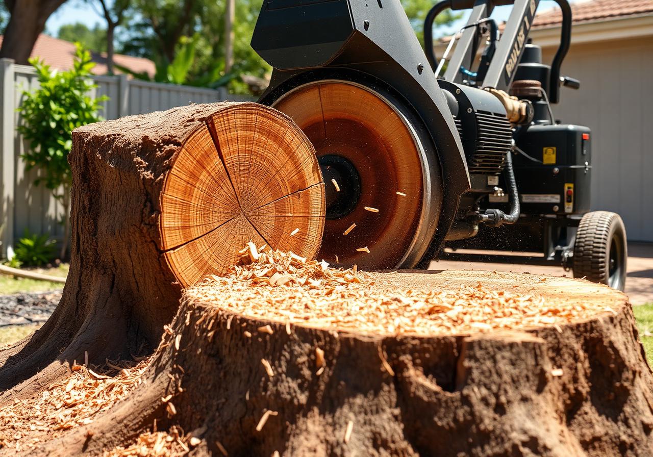 Stump grinder removing a tree stump